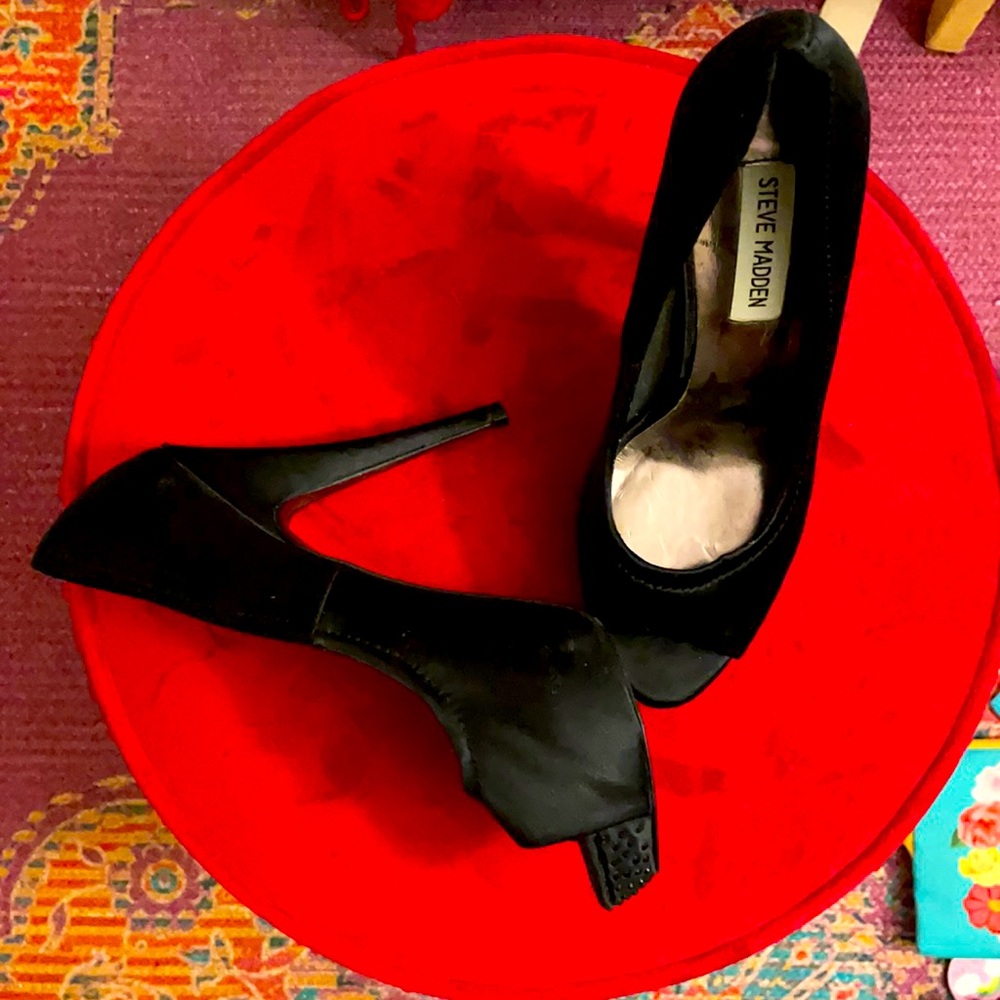 Steve Madden black satin high heel